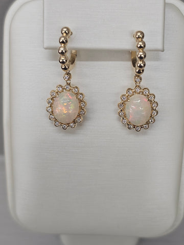 14KY Opal and Diamond Earrings